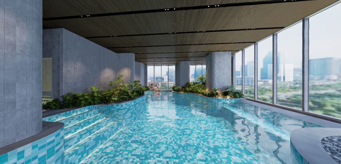 Indoor Pool in Urban Skyscraper