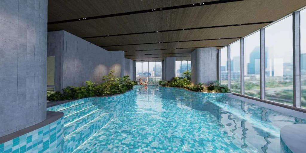 Indoor Pool with Urban View