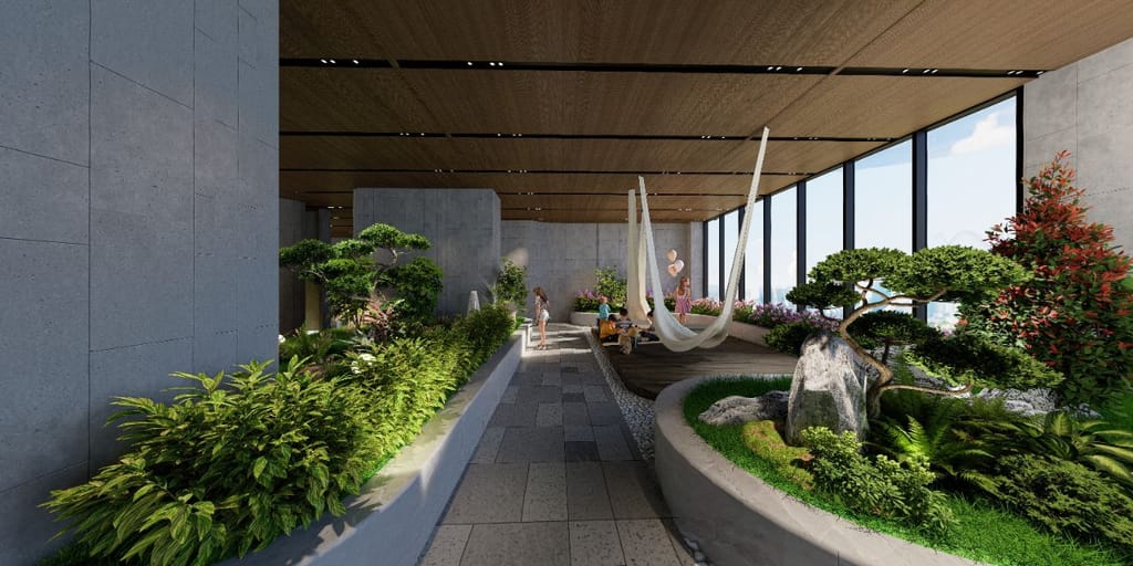 Indoor Garden with Pool and Hammock