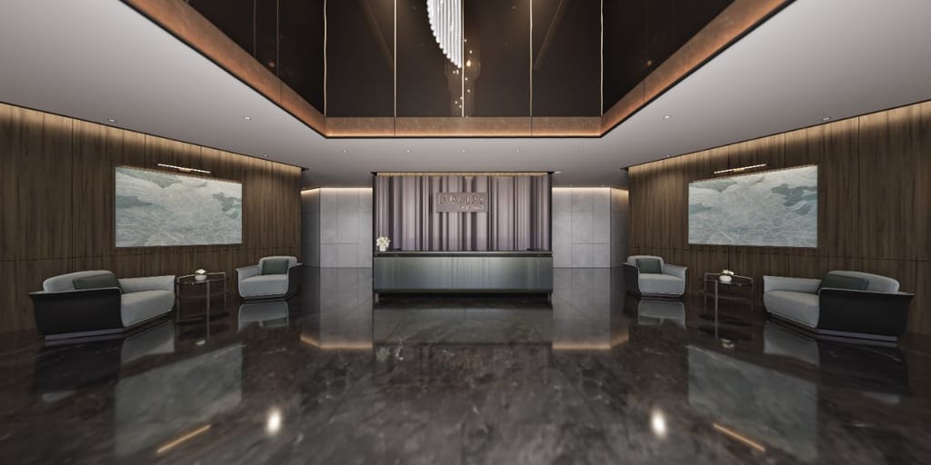 Luxury Hotel Lobby with Chandelier