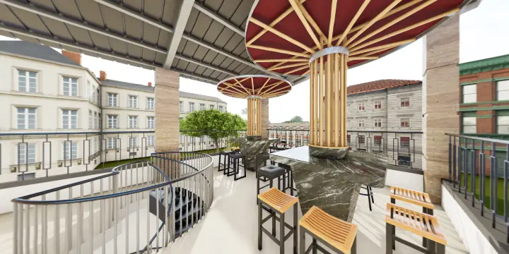 Interior Panorama of the Rooftop Bar