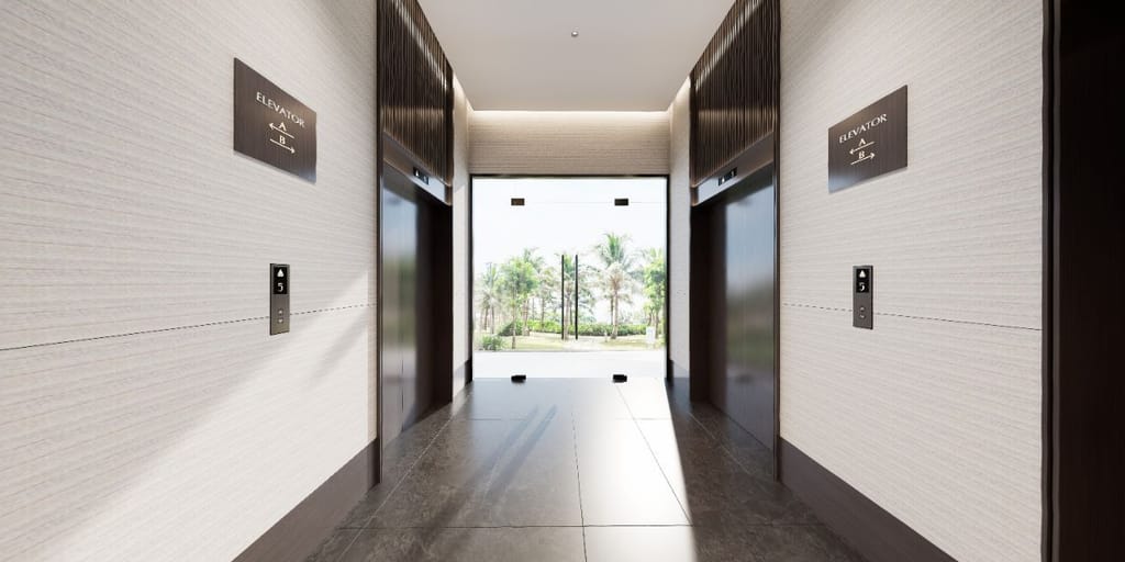 Modern Elevator Lobby with View