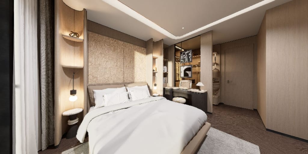 Modern Bedroom with Balcony View