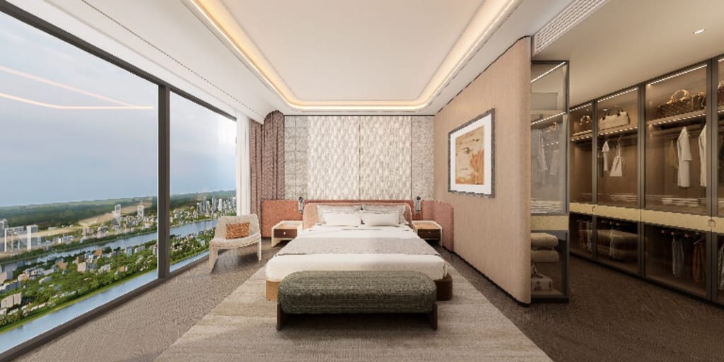 Modern Bedroom with Urban View