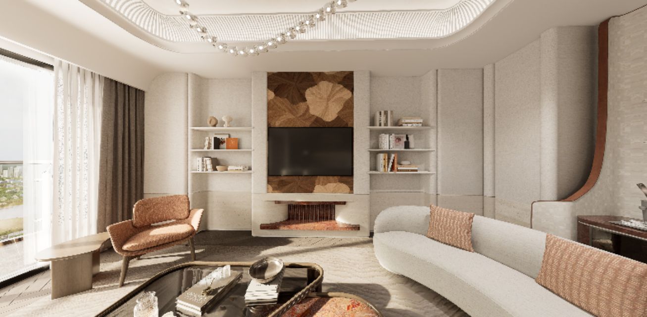 2BR Modern Living Room with Kitchen Area