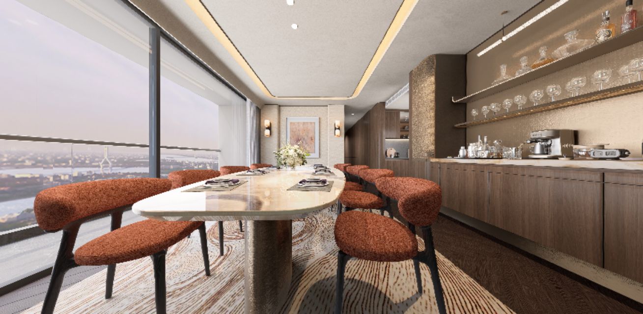 Modern Dining Room with City View